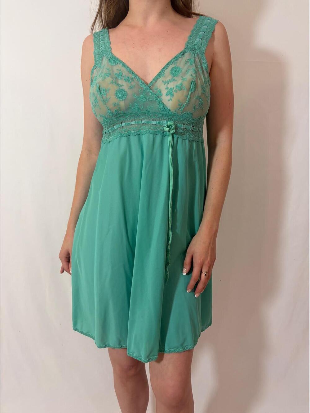 Fairy Vintage Green Sheer Lace Slip Dress